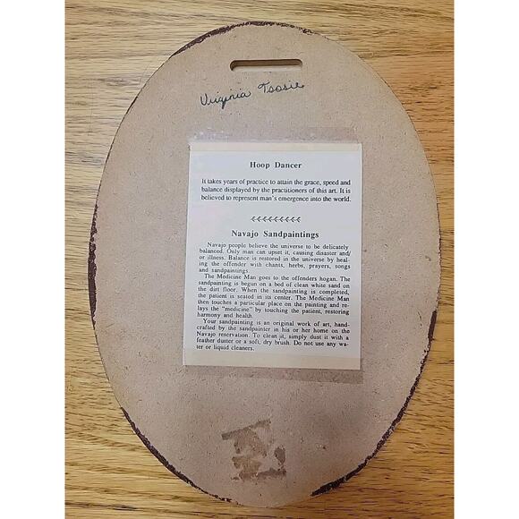 Native Navajo Sand Art Painting Hoop Dancer 10" X 7" Oval By Freddie Nelson - Picture 5 of 8